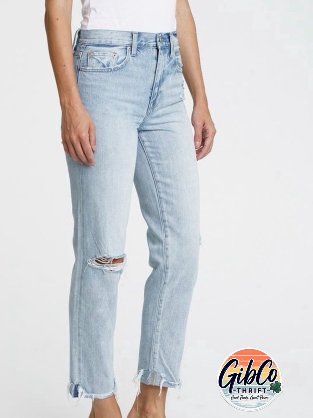 Pistola | Size 27 | Presley Mid-Rise Distressed Light Blue Wash Jean
